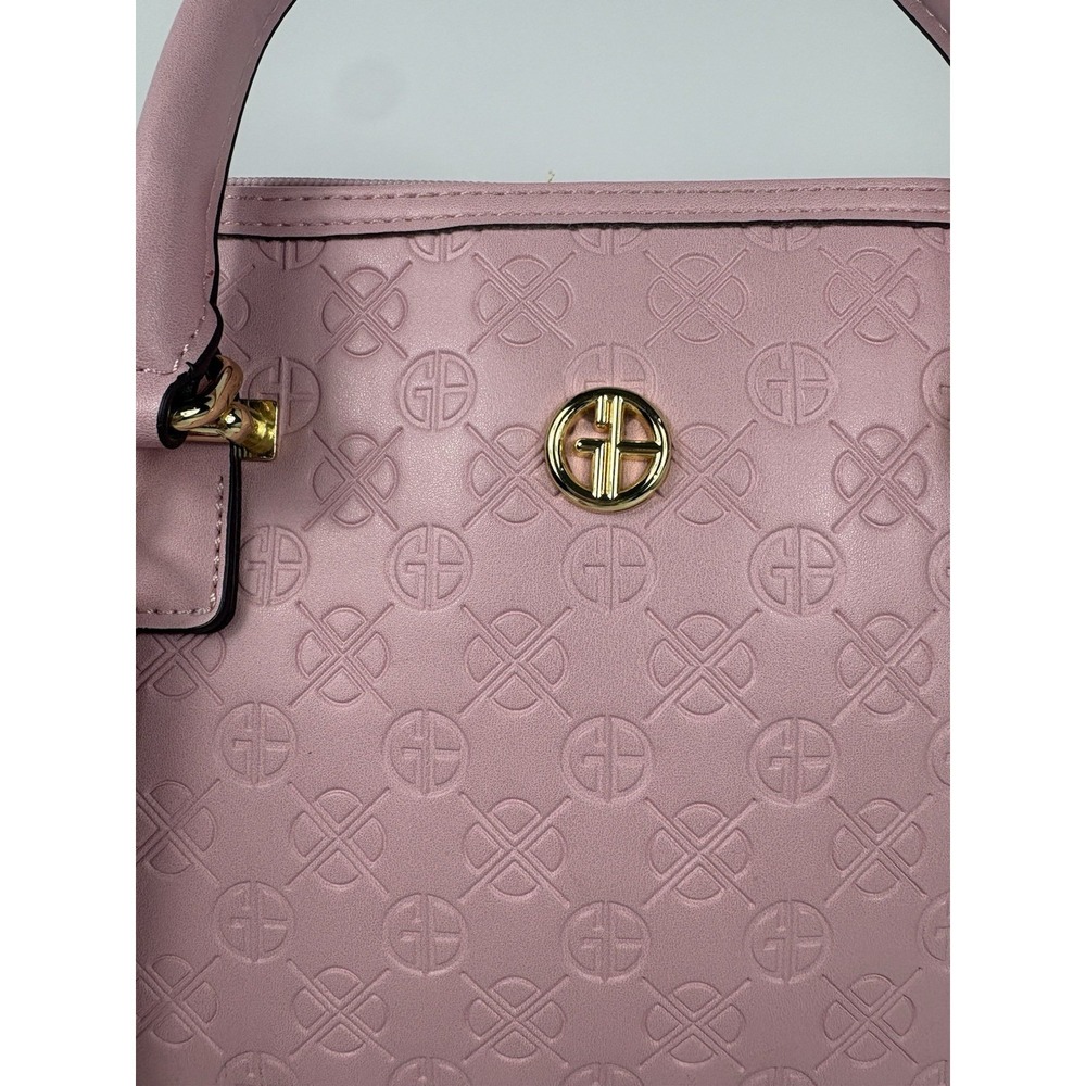 Giani Bernini Pink Signature Debossed Dome Satchel Hand Purse And Shoulder Strap - Picture 3 of 14